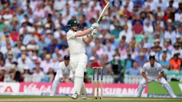 In the spotlight: Australian batsman Adam Voges hits out.