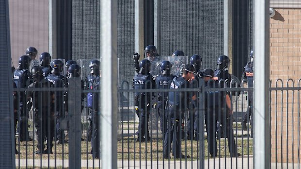 Riot police at Malmsbury Youth Justice centre.