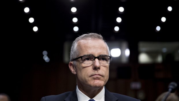 Acting FBI director Andrew McCabe waits to begin a Senate Intelligence Committee hearing on May 11.