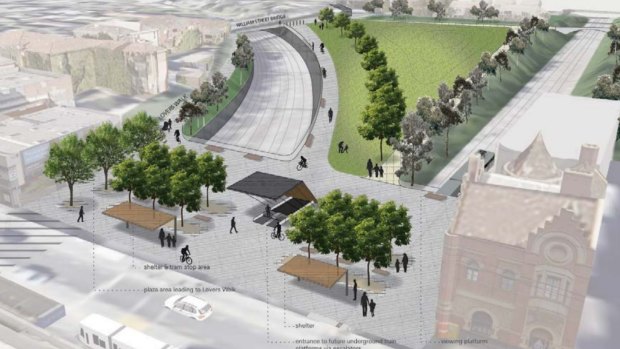 An artist's impression of a park plan floated by Stonnington Council last year as part of the Metro Tunnel planning inquiry. 