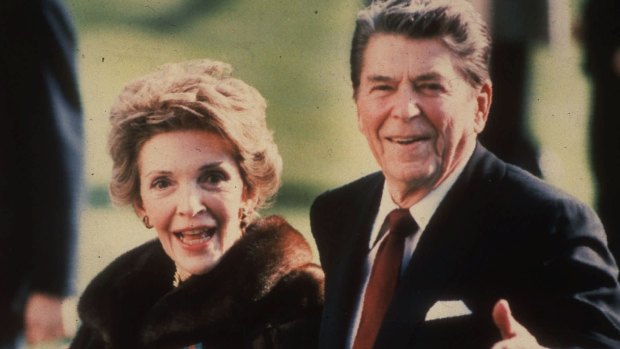 Nancy Reagan and Ronald Reagan at the White House in 1986.