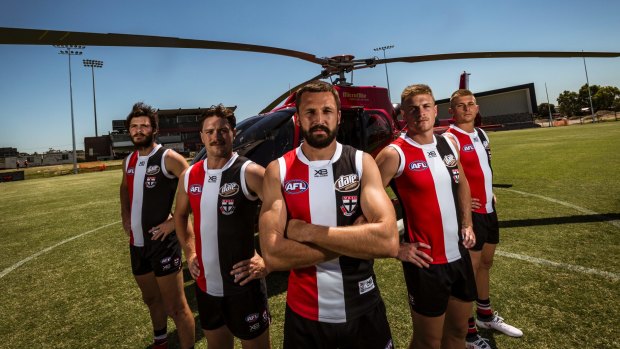 Helicopter leadership: (From left) Dylan Roberton, Jack Steven, captain Jarryn Geary, Jack Newnes and Seb Ross.