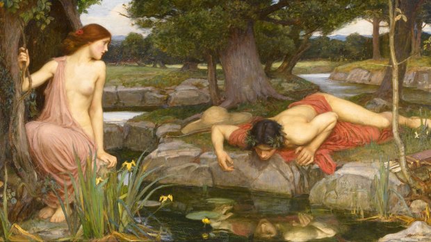 John William Waterhouse's 1903 depiction of the myth of Echo and Narcissus, as told in Ovid's Metamorphoses. 