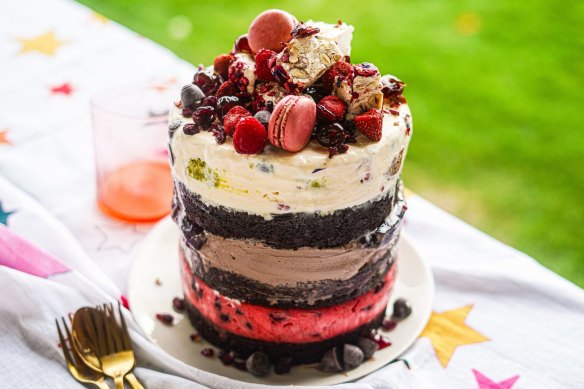 Razzle dazzle: Black Forest brownie and ice-cream layer cake.