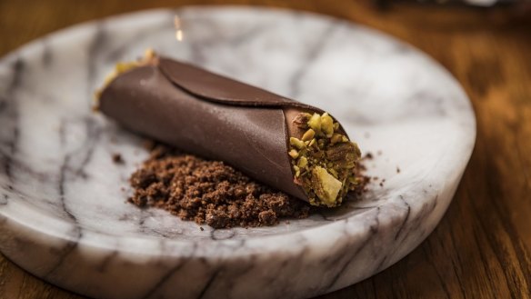 Dark chocolate and Fernet-Branca cannoli.