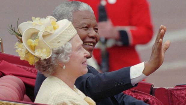 The Queen with South African President Nelson Mandela in 1996.