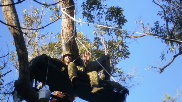 An army reservist is conducting a one-man tree-sit in the Helms Forest in Nannup.