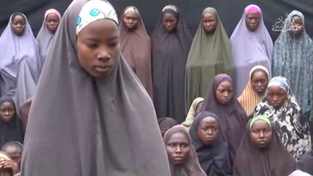 Some of the girls kidnapped from Chibok in the 2014 video.
