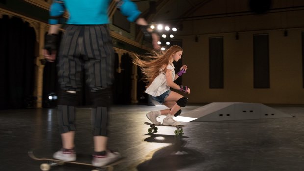 Skater tween Pixel Willison-Allen on a roll for choreographer Nat Cursio's <i>Tiny Slopes</I>.