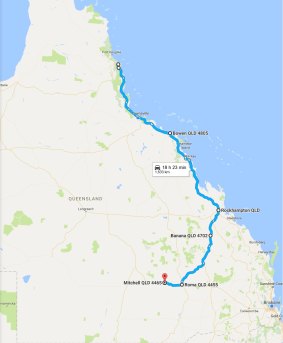 Police allege the British backpacker and her alleged rapist took this rough route through Queensland.