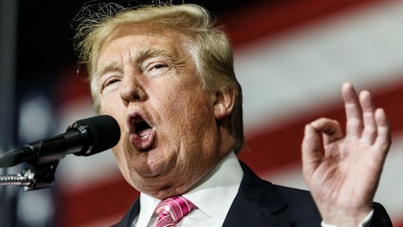 A crowd listens to republican presidential candidate Donald Trump speak on October 1.