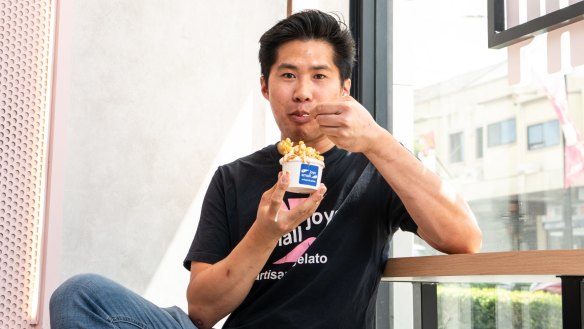 Terrence Seeto with gelato from Small Joys Gelato in Five Dock.