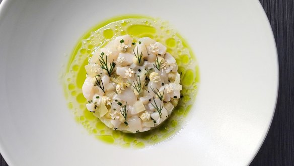 Scallops tartare is one of many beautiful items on Bentley Bar's menu.