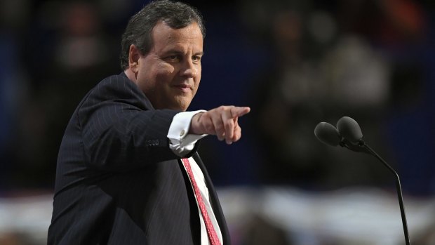 New Jersey Governor Chris Christie led the crowd in a chant. 