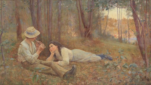 Frederick McCubbin Bush Idyll 1893, oil on canvas, kindly lent from a private collection.