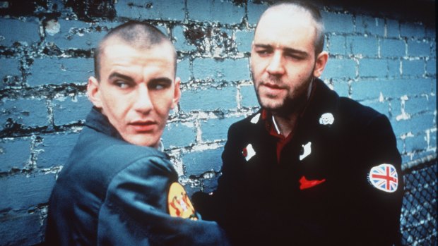 Daniel Pollock and Russell Crowe in the 1992 film Romper Stomper.
