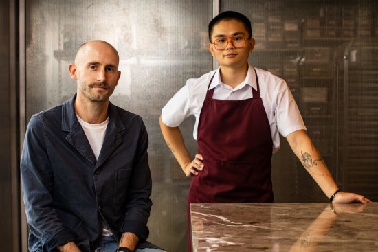 Darren Leaney (left) is on drinks and chef Dennis Yong is on snack duty at Parcs bar.