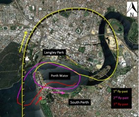 An ATSB image showing the flight path of the plane.