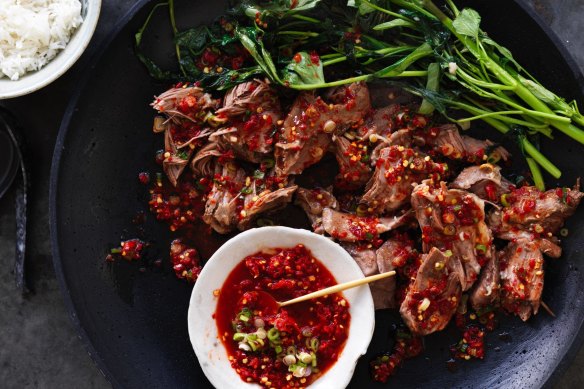 Neil Perry's shredded red-braised lamb shoulder.