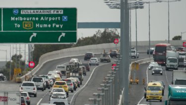 Outbound traffic on the Tullamarine Freeway. 
