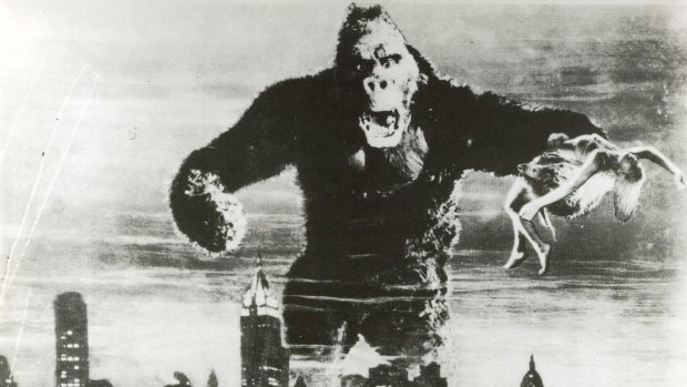A scene from the 1933 version of <i>King Kong</i> starring Faye Wray.

