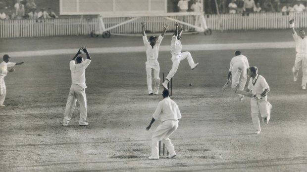 The historic tied Test finishes with a run out in Brisbane in 1960.