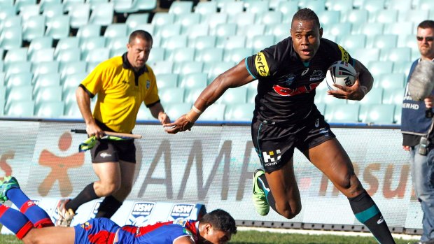A natural: Eto Nabuli on the run for the Panthers in the NSW Cup grand final in 2014.