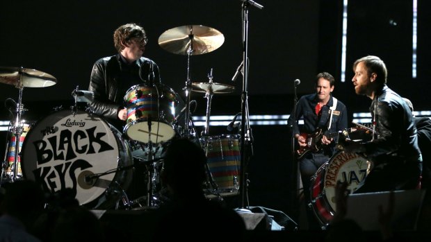 The Black Keys onstage during the 55th Annual Grammy Awards in Los Angeles.