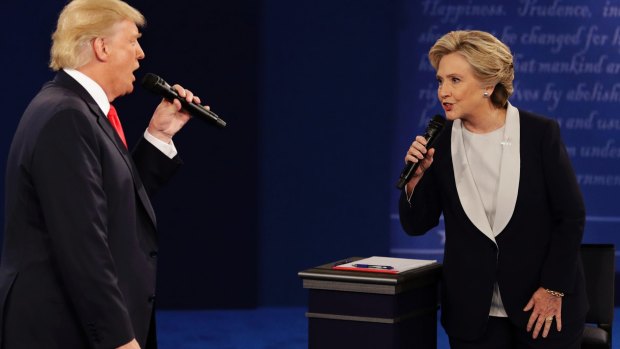 Republican nominee Donald Trump and his Democrat opponent Hillary Clinton square off in the second presidential debate at Washington University in St Louis.
