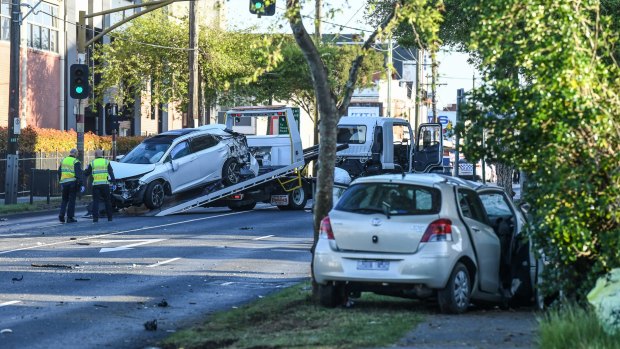 The aftermath of the Warrigal Road crash.