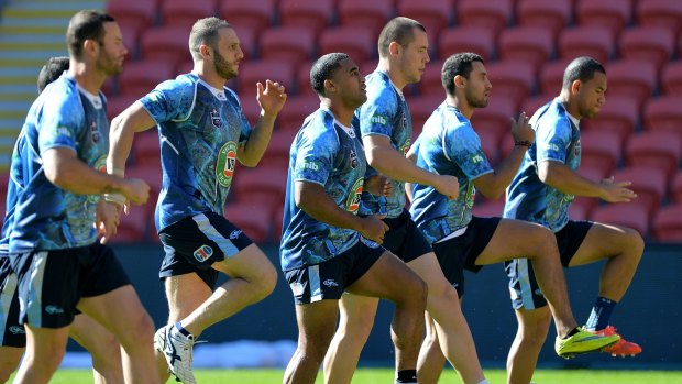 Still in doubt: Robbie Farah trained with Blues teammates at Suncorp Stadium on Tuesday.