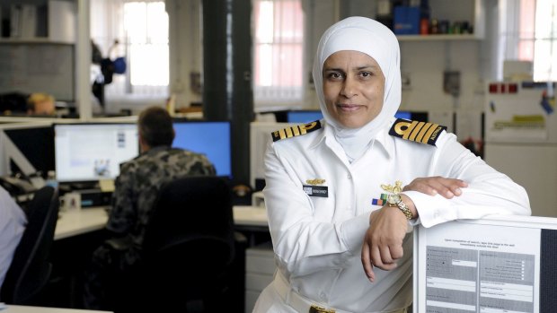 Captain Mona Shindy: Telstra's NSW Businesswoman of the year and an adviser to the chief of navy on Islamic cultural affairs.