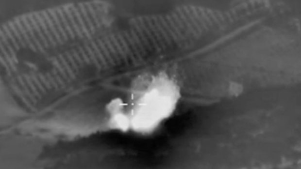 Attack from a Russian fighter jet in Syria. 