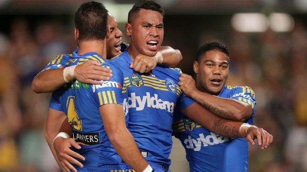 Footsteps: John Folau of the Eels is enjoying the mentoring of his famous brother.