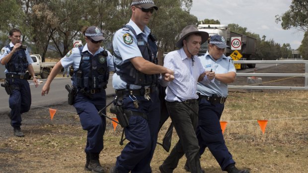 Civil disobedience: Professor Colin Butler was arrested at the Gunnedah coal-processing plant on Wednesday.