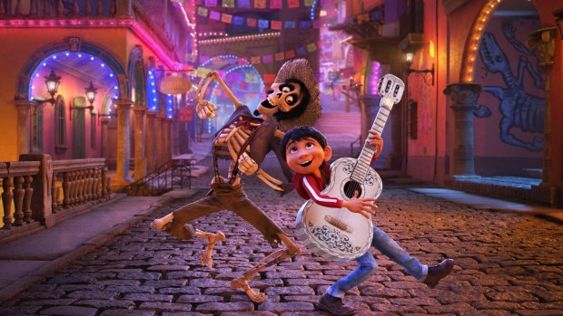 Miguel (Anthony Gonzalez) explores the land of the dead in Pixar's 
