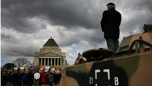 Vietnam War veterans atttend the 40th anniversary of the Battle for Long Tan at the Shrine of Remembrance in Melbourne.