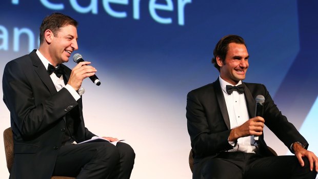 Basil Zempilas (left) with Roger Federer in December.