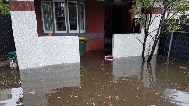 Elwood resident Tony and Kirsten Brown's house after Thursday's floods. 