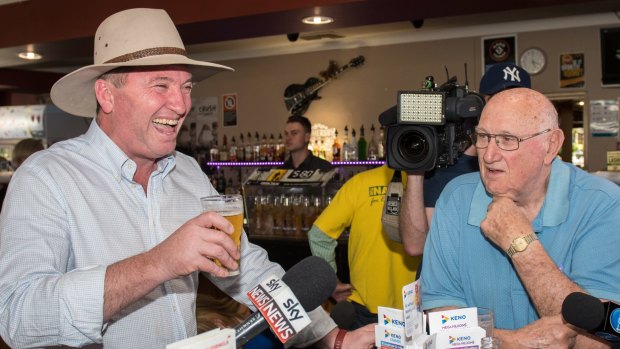 Barnaby Joyce retired to the pub after the High Court ruled he was ineligible to remain in Parliament.
