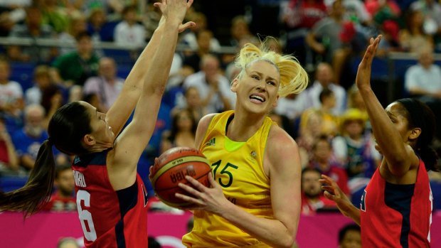 Lauren Jackson giving her all against the US at the London Olympics.