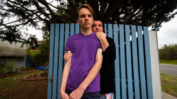 Cathilee Whitmore with her son Nathan who was bullied at school.