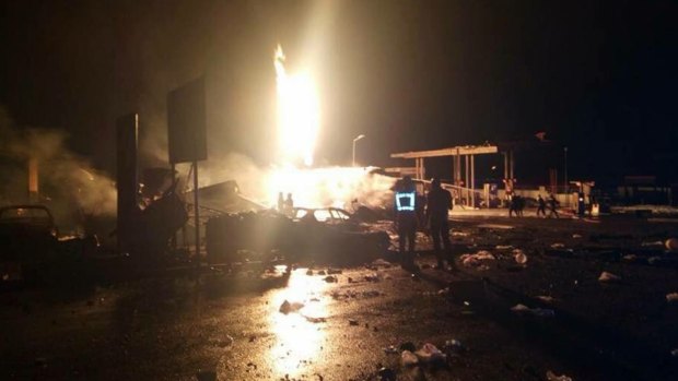 The explosion began at a state-owned liquefied natural gas station and spread to a petrol station across the street.