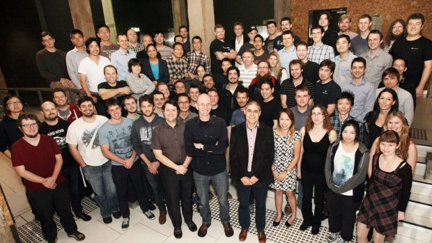 Think big: The BigWorld, Wargaming Australia, team with CEO Steve Wang and COO Symon Hayes in the foreground.