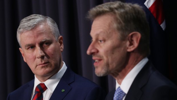 Assistant Treasurer Michael McCormack and the ABS chief statistician David Kalisch explain the census outage on Wednesday.