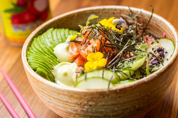 The salmon poke bowl.