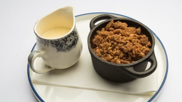 Go-to dish: Apple crumble and custard.