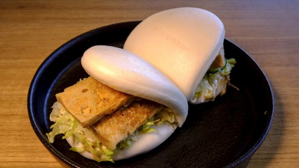 Bao are like savoury marshmallows, here stuffed with tofu. 