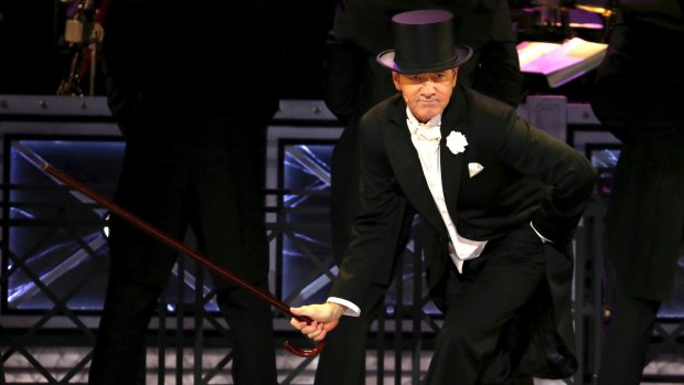 Kevin Spacey performs at the 71st annual Tony Awards, where he channelled Norma Desmond in <i>Sunset Boulevard</i> to make fun of speculation about his sexuality.