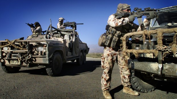 Australian SAS soldiers on patrol in Afghanistan.